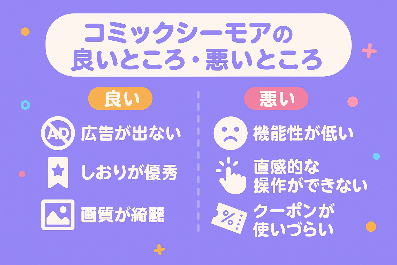 コミックシーモアを実際に使って感じた良いところ・悪いところ