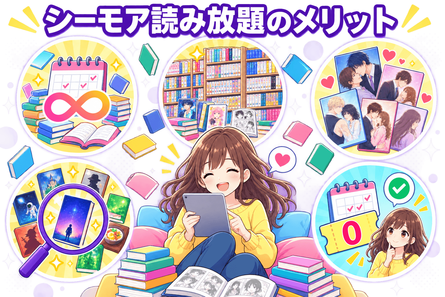 定額制や豊富な漫画、女性向けジャンル、作品探しなどシーモア読み放題のメリット