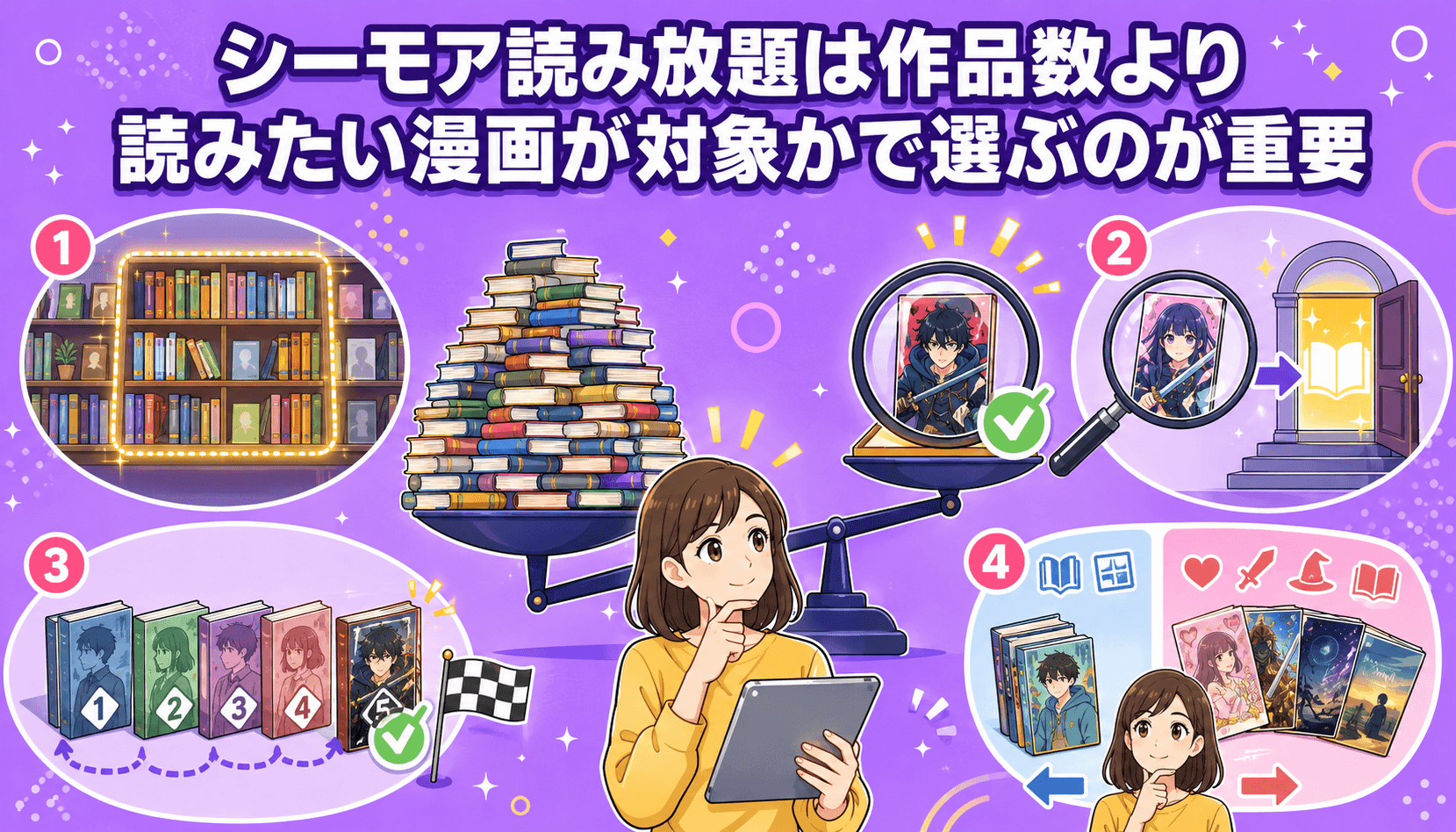 シーモア読み放題は作品数より読みたい漫画が対象か確認して選ぶことが重要