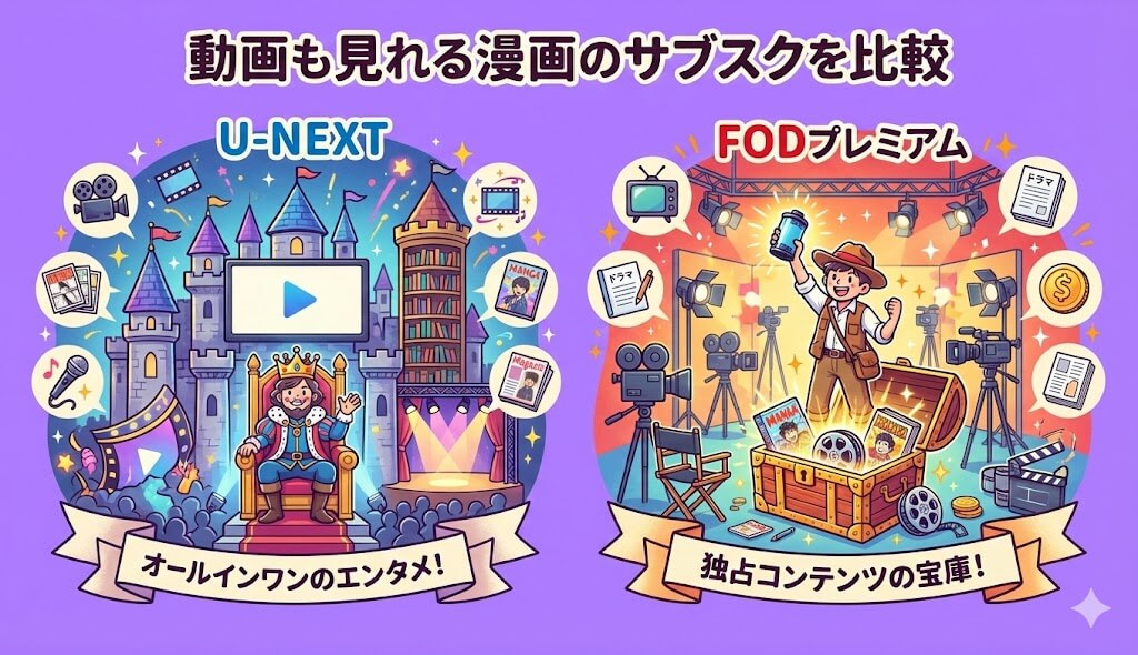 動画配信と併用できる漫画対応のサブスクを比較