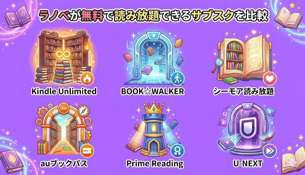 ラノベが無料で読み放題できるサブスクを比較