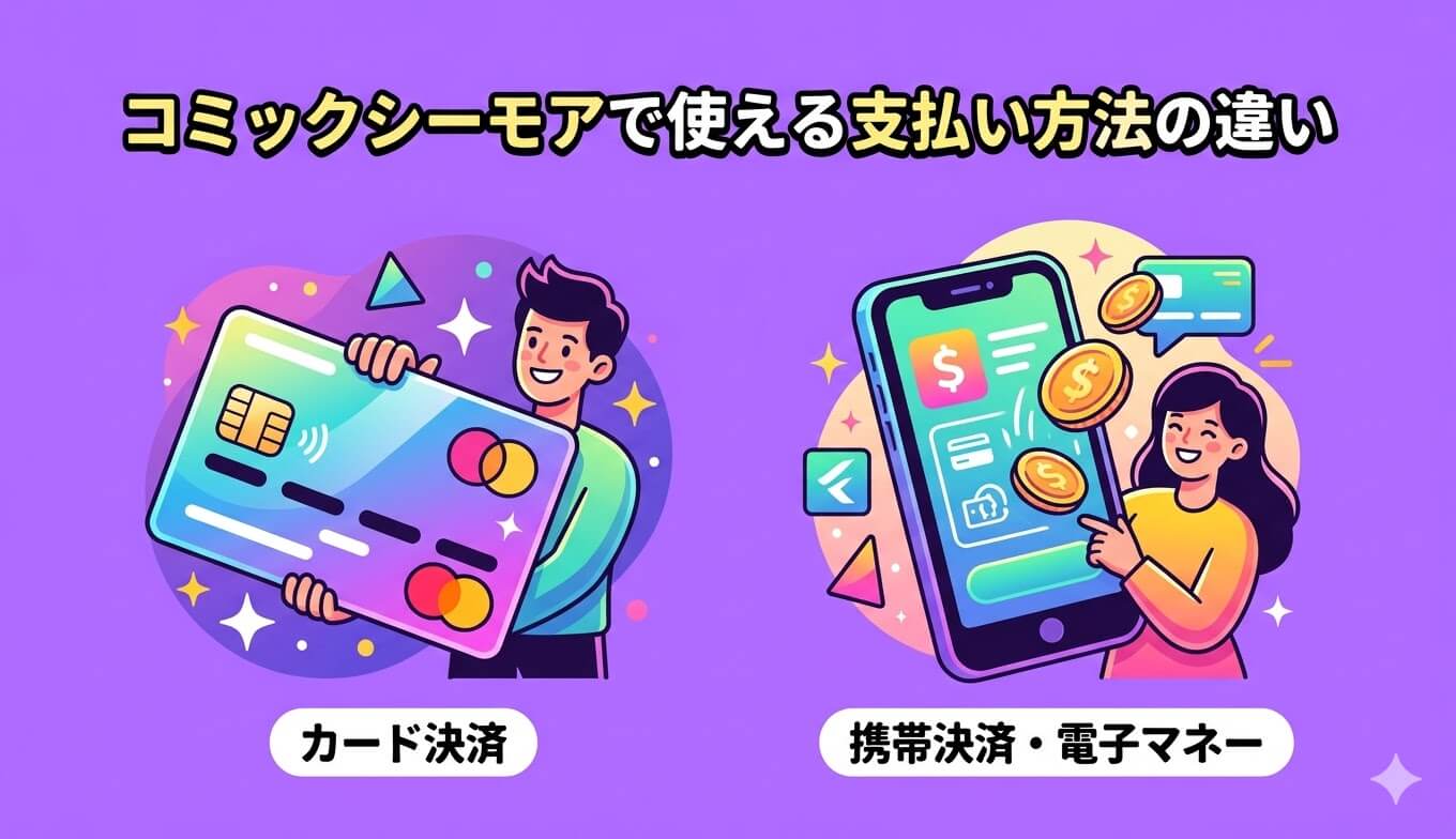 コミックシーモアで使える支払い方法の違い