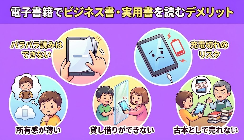 電子書籍でビジネス書・実用書を読むデメリット