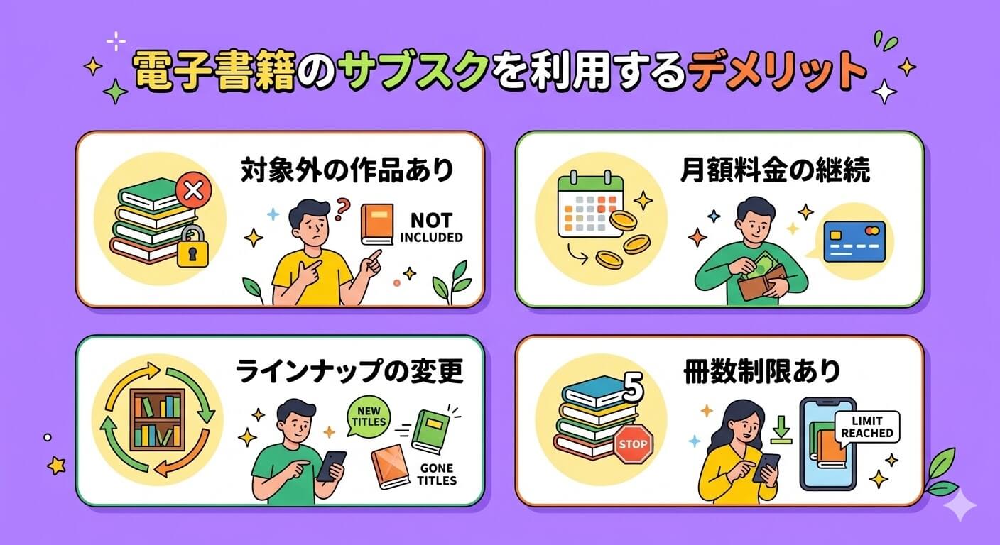 電子書籍読み放題サブスクを利用するデメリット