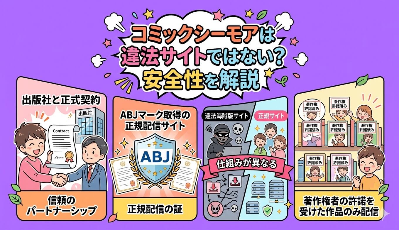 コミックシーモアは違法サイトではない？安全性を解説
