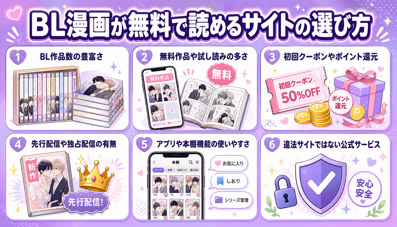 BL漫画が無料で読めるサイトの選び方
