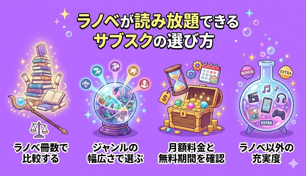 ラノベが読み放題できるサブスクの選び方