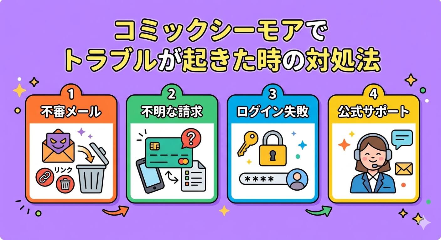 コミックシーモアでトラブルが起きた時の対処法