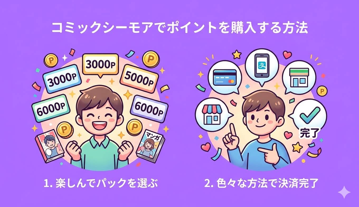 コミックシーモアでポイントを購入する方法