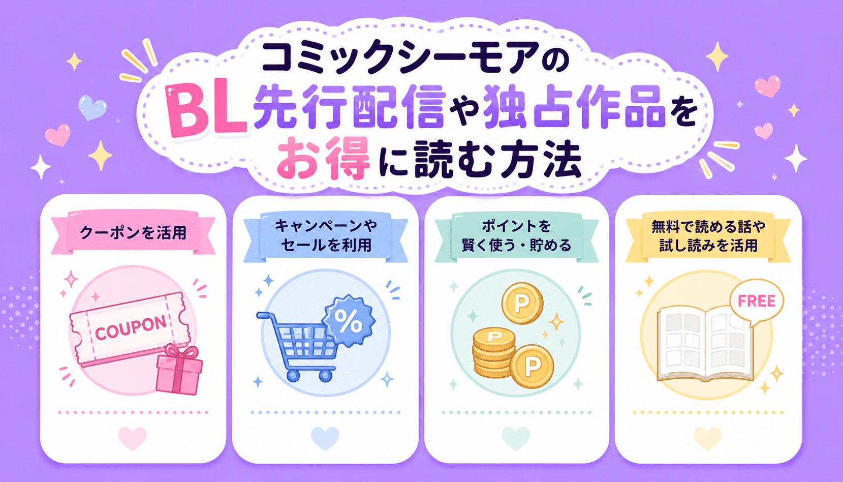 コミックシーモアのBL先行配信や独占作品をお得に読む方法
