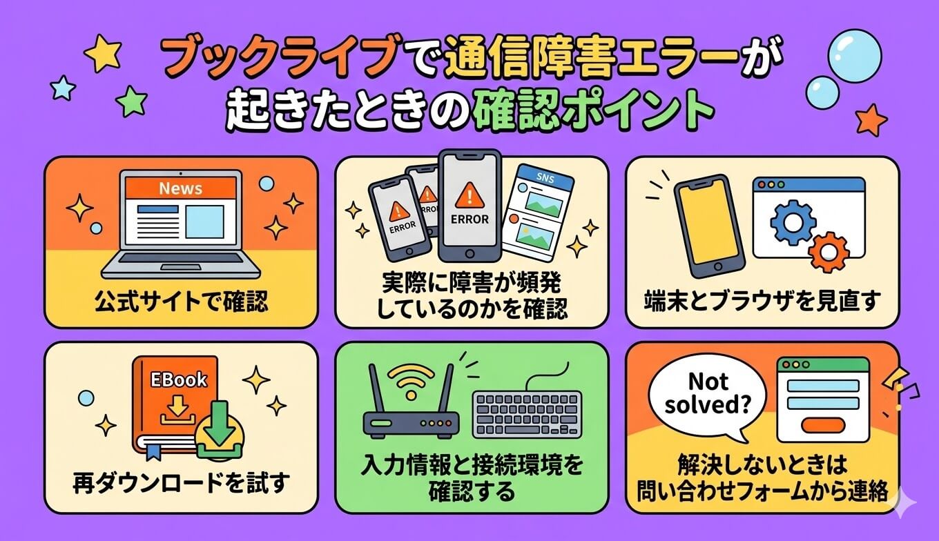ブックライブで通信障害やエラーが起きたときの確認ポイント
