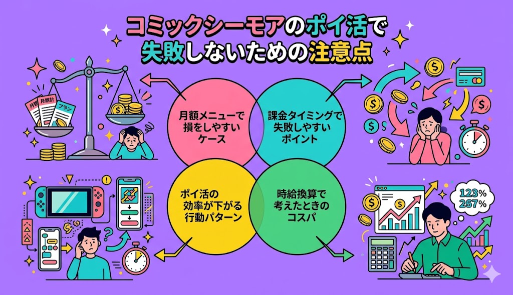 コミックシーモアのポイ活で失敗しないための注意点