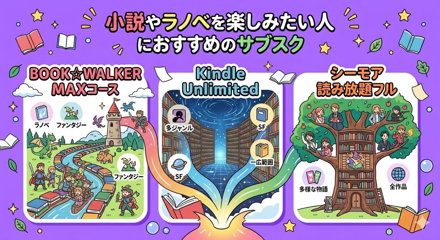 小説やラノベを読み放題で楽しみたい人におすすめのサブスク