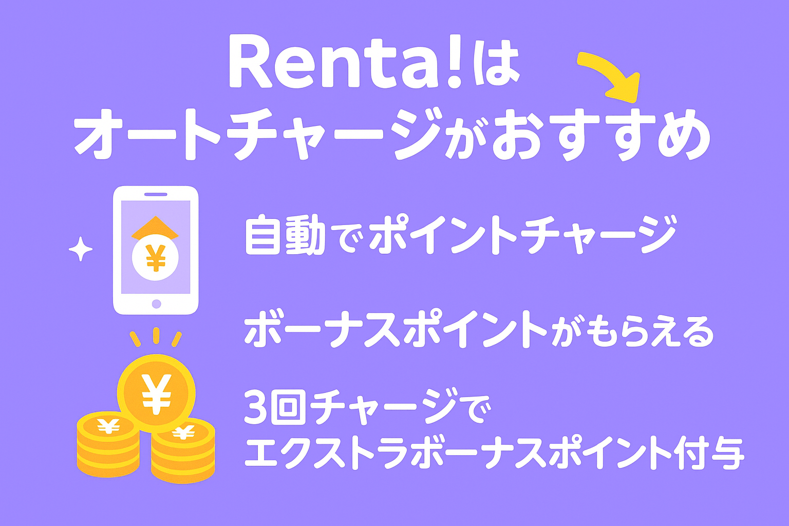 Renta!をお得に使うならオートチャージがおすすめその1