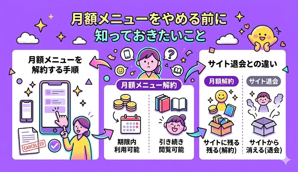 コミックシーモアの月額メニューをやめる前に知っておきたいこと