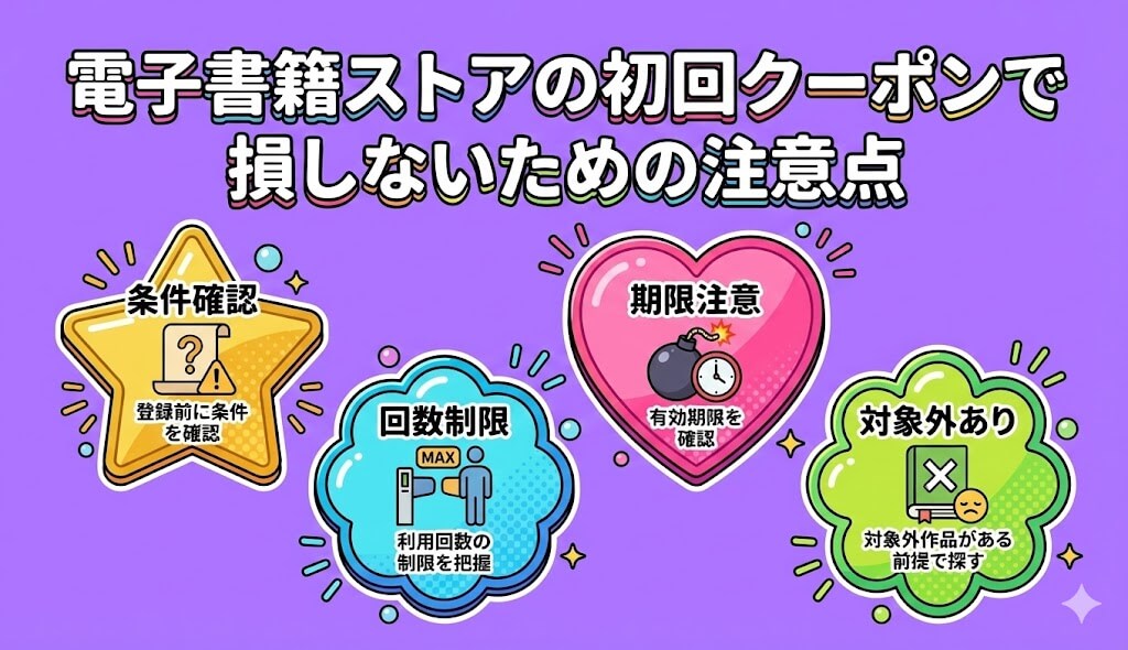 電子書籍ストアの初回クーポンで損しないための注意点
