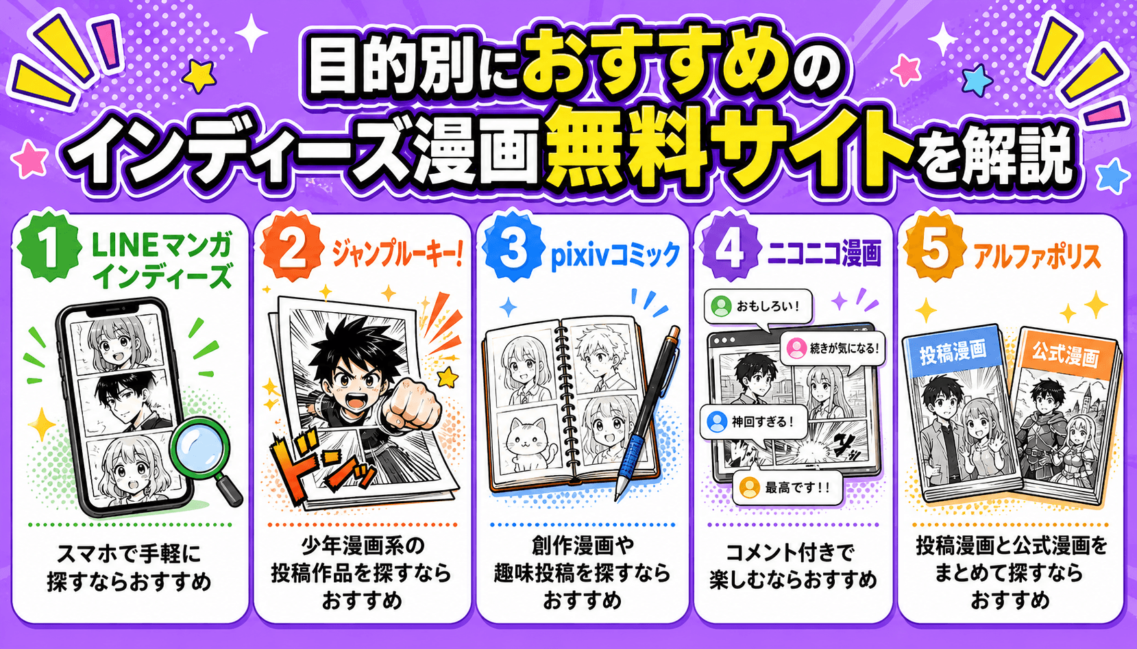 目的別におすすめのインディーズ漫画無料サイトを解説