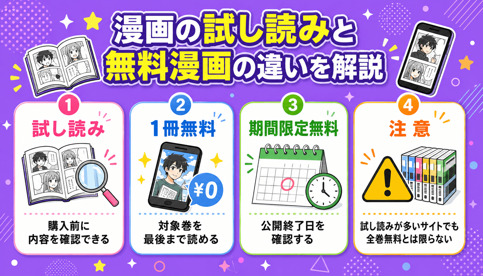 漫画の試し読みと無料漫画の違いを解説