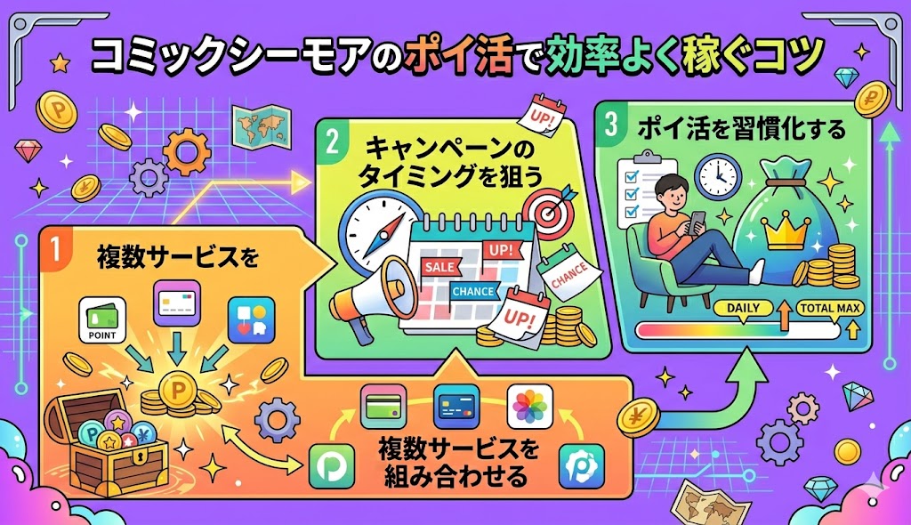 コミックシーモアのポイ活で効率よく稼ぐコツ