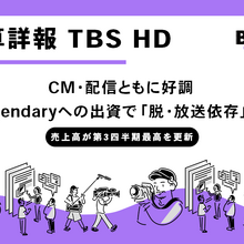 TBSHD、第3四半期は売上過去最高。米Legendaryへの237億円出資で見据える「脱・放送依存」へのロードマップ 画像