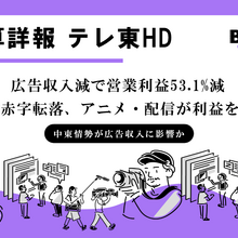 テレ東HD第1Q決算、営業利益53.1%減の15億円。放送広告の急減で減収減益もアニメ・配信が下支え 画像