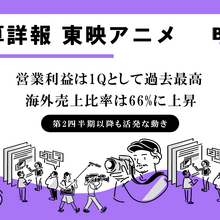 東映アニメーション 2027年3月期第1四半期決算。営業利益は1Qとして過去最高。海外売上比率はさらに上昇 画像