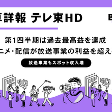 テレ東HD、第1四半期は過去最高益を達成。アニメ・配信が放送事業の利益を超える 画像