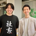 左：自社グッズを着用するPlott奥野翔太氏、右：ClaN Entertainment永瀬優氏