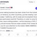 出典：Truth Socialのトランプ米国大統領のアカウントより