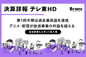 テレ東HD、第1四半期は過去最高益を達成。アニメ・配信が放送事業の利益を超える 画像