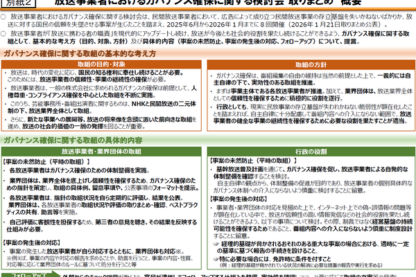 総務省、放送の「ガバナンス確保に関する検討会取りまとめ」公表。事業者の「自主自律」を前提としつつも、免許への条件付与も示唆 画像
