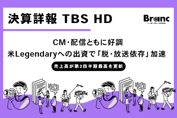 TBSHD、第3四半期は売上過去最高。米Legendaryへの237億円出資で見据える「脱・放送依存」へのロードマップ 画像