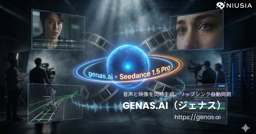 ニュウジア、動画生成PF「genas.ai」にByteDanceの新モデル「Seedance 1.5 Pro」を実装。音声・映像の同時生成に対応