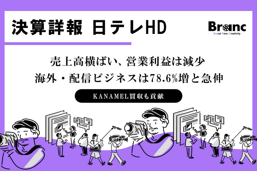 日テレHD、2026年度第1四半期は純利益53.2%増の226億円。W杯放送で営業減益も、株売却益とKANAMEL効果で最終増益