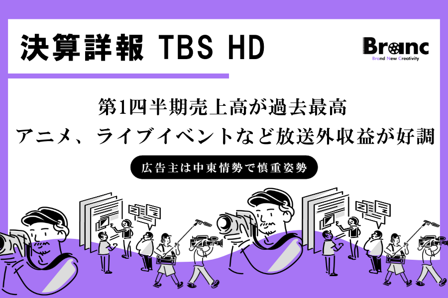 TBSHD、第1四半期売上高が過去最高。配信・IPが伸長も、広告市況の逆風で営業減益