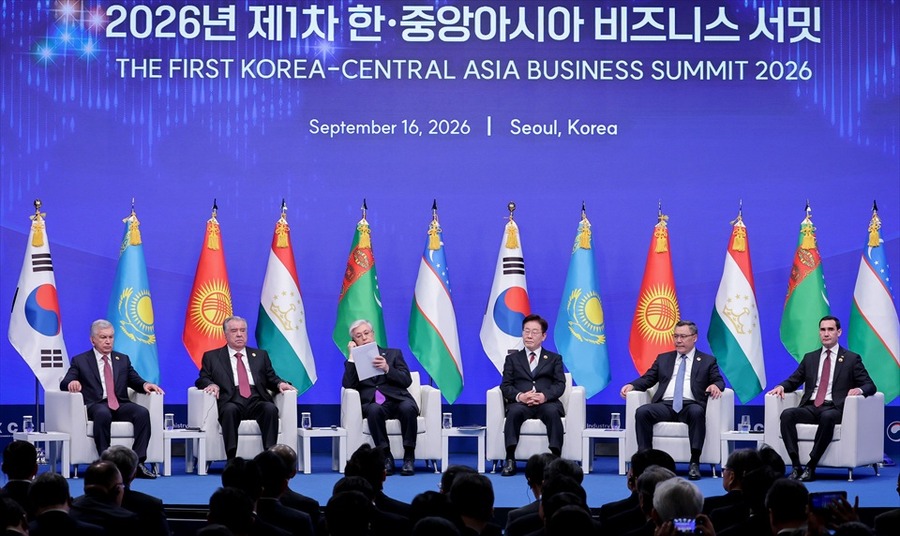 2026年 韓国・中央アジア首脳会議の様子。写真：YONHAP NEWS/アフロ