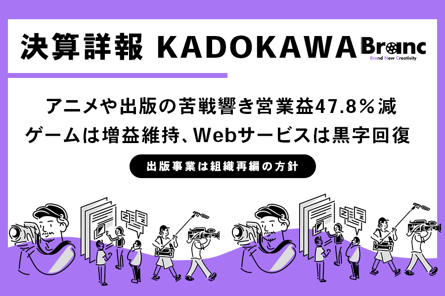 KADOKAWA、中間期は営業益47.8％減　アニメ事業の損失や出版の苦戦響き、通期も下方修正へ