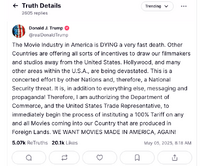 出典：トランプ大統領のTruth Sicialのアカウントよりhttps://truthsocial.com/@realDonaldTrump/posts/114452117143235155