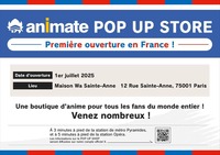 アニメイト初のフランス進出が決定！パリにポップアップストア7月オープン